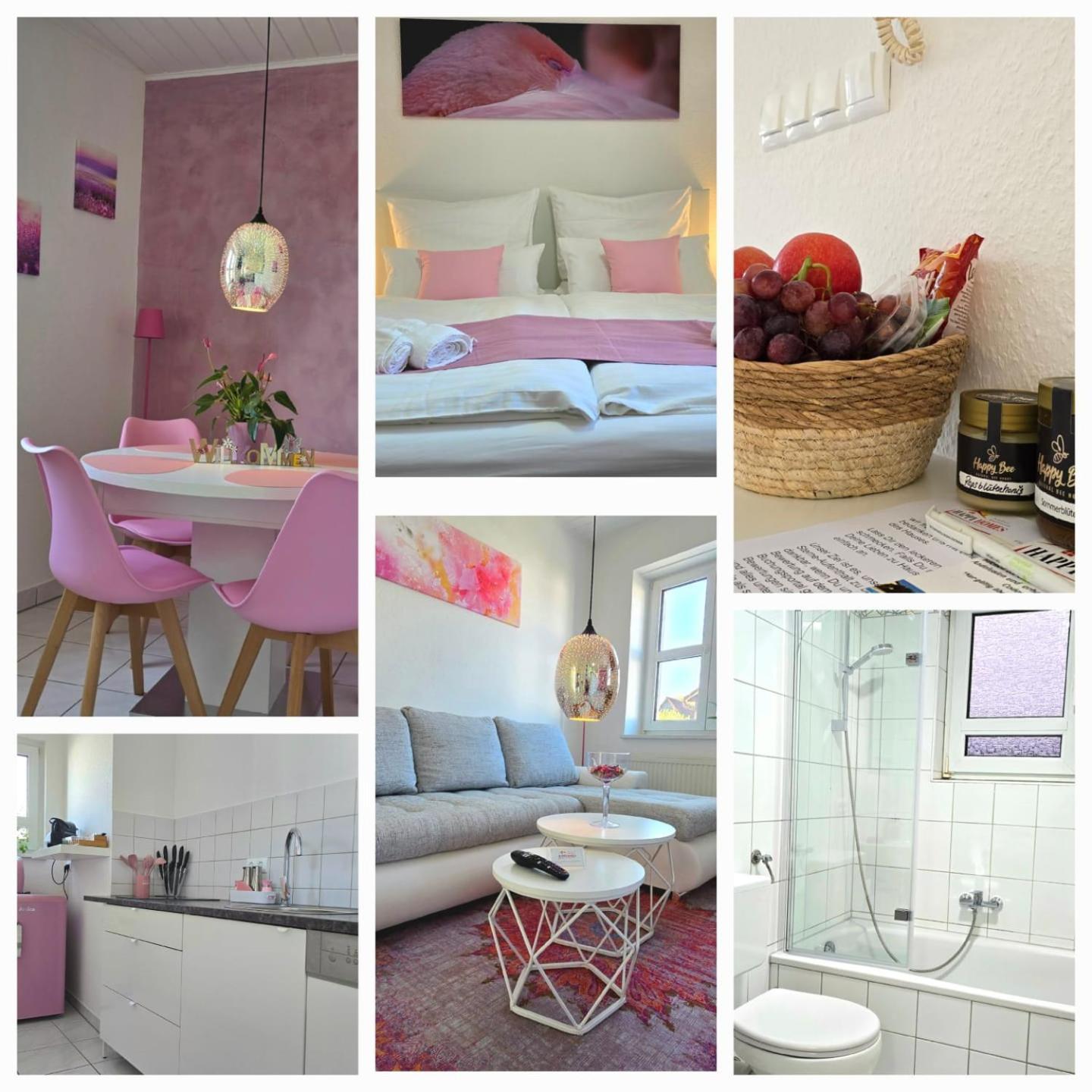 Happy Homes Pink - Up To 5 - Kueche - W-Lan - Netflix - Honig - Badewanne Nidda Ngoại thất bức ảnh